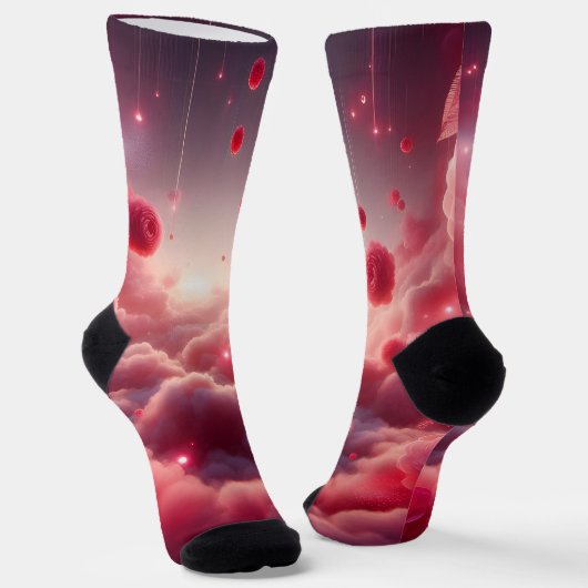 Dreamy Romantic Fantasy Roses Love ソックス (傾斜あり)