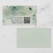 Dreamy Sage Green & Gold Watercolor QR Code 名刺 (正面/裏面)