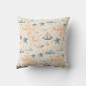Dreamy Sailboats & Stars Throw Pillow クッション (裏面)