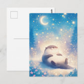 Dreamy Sleeping Otter Moonlit Night Sky ポストカード (正面/裏面)