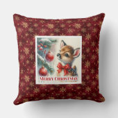 Dreamy snowy scene baby deer kids room decor  クッション (裏面)