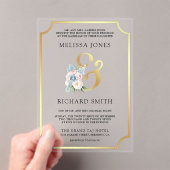 Dreamy Soft Blue Pink Floral Wedding アクリル招待状 (インサイチュ (ポータブル))