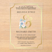 Dreamy Soft Blue Pink Floral Wedding アクリル招待状 (正面)