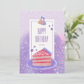 Dreamy Soft Purple Watercolor Birthday Greeting カード (スタンド正面)