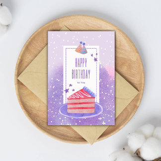 Dreamy Soft Purple Watercolor Birthday Greeting カード