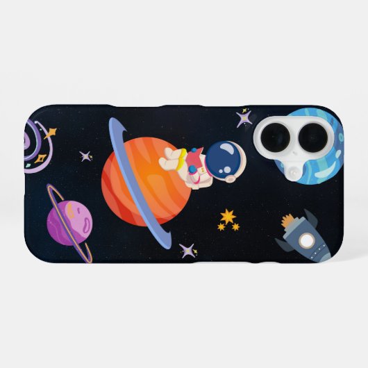 ✨ Dreamy Space Adventure – iPhone 16 Cover Design  16ケース (裏面横)