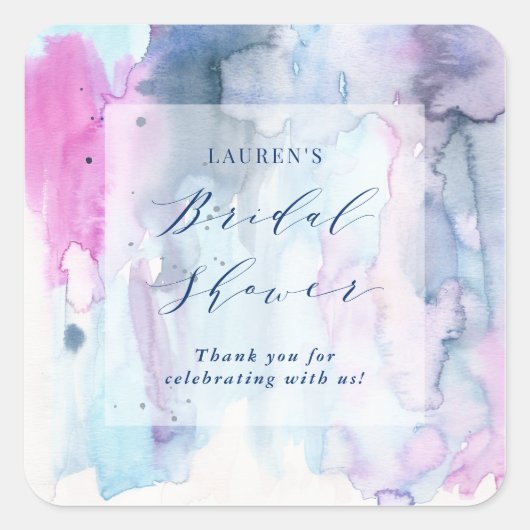 Dreamy Spring Bridal Shower Favor Label Stickers スクエアシール (正面)