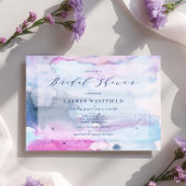 Dreamy Spring Pink & Navy Bridal Shower Invitation 招待状