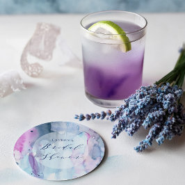 Dreamy Spring Watercolor Bridal Shower Coasters ラウンドペーパーコースター
