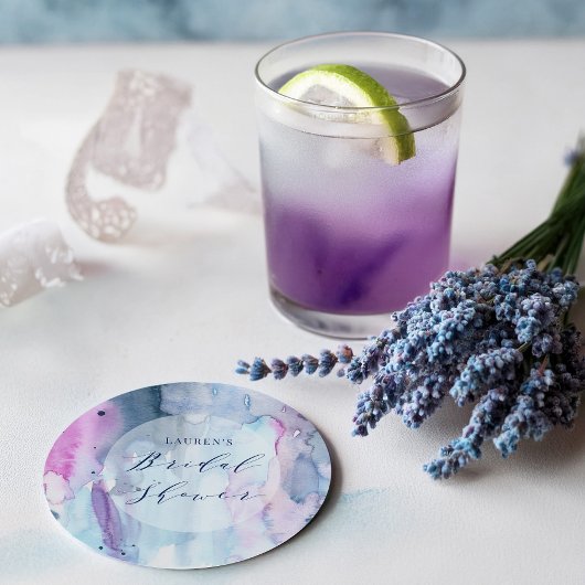 Dreamy Spring Watercolor Bridal Shower Coasters ラウンドペーパーコースター
