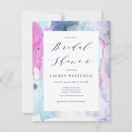 Dreamy Spring Watercolor Bridal Shower Invitation 招待状 (正面)
