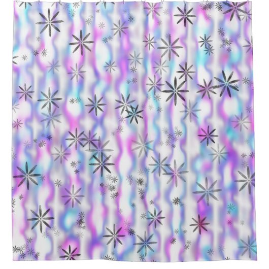 Dreamy Starburst Waves Pattern シャワーカーテン (正面)