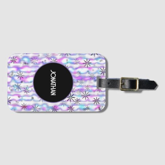 Dreamy Starburst Waves Pattern Personalized ラゲッジタグ (正面横)