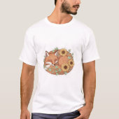 Dreamy Sunflower Sleeping Fox T-Shirt Tシャツ (正面)