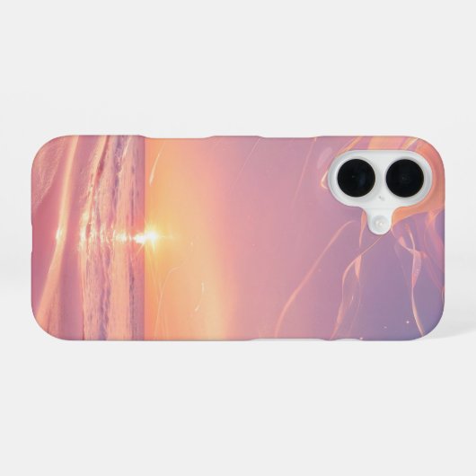 Dreamy Sunset Beach & Stardust Phone Case iPhone 16ケース (裏面横)