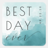 Dreamy Teal Watercolor Celebration スクエアシール (正面)