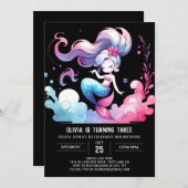 Dreamy Under the Sea Mermaid Birthday 招待状 (正面/裏面)