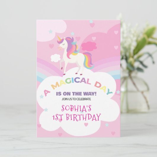Dreamy Unicorn Birthday Invitation 招待状 (スタンド正面)