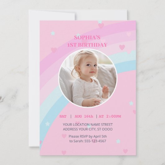 Dreamy Unicorn Birthday Invitation 招待状 (裏面)