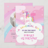 Dreamy Unicorn Birthday Invitation 招待状 (正面/裏面)