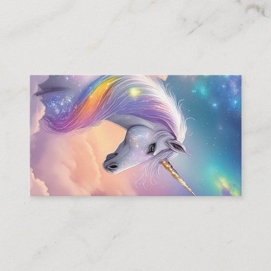Dreamy Unicorn Glitter Pastel Galaxy Cosmic Clouds 名刺 (正面)