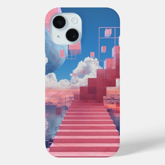 Dreamy Vaporwave Staircase iPhone 15 Case Case-Mate iPhoneケース (裏面)
