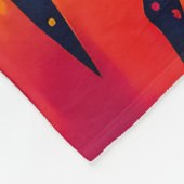 Dreamy Vibrant Sunset Lake Forest Illustration フリースブランケット (角)