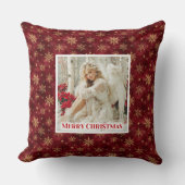 Dreamy Victorian Angel Red and Gold Holiday Pillow クッション (正面)