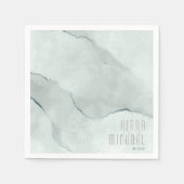 Dreamy Waterカラー結婚抽象芸術の緑/Bl ID817 スタンダードカクテルナプキン (正面)