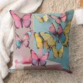 Dreamy Watercolor Butterfly Pillow クッション (ブランケット)