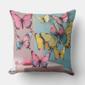 Dreamy Watercolor Butterfly Pillow クッション (正面)