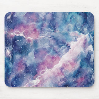 Dreamy Watercolor Galaxy & Stars Mouse Pad マウスパッド