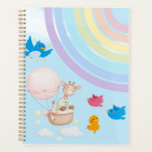 Dreamy Watercolor Giraffe in Hot Air Balloon with プランナー手帳 (正面)