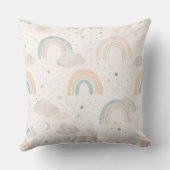 Dreamy Watercolor Pastel Rainbow Nursery Pillow クッション (裏面)