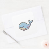 Dreamy Whale – Cute Kawaii Animal Illustration スクエアシール (封筒)