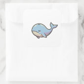 Dreamy Whale – Cute Kawaii Animal Illustration スクエアシール (バッグ)