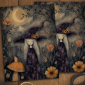 Dreamy Whimsical Halloween Witch Decoupage  薄葉紙