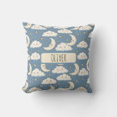 Dreamy Whimsical Sleeping Moon and Clouds クッション (正面)