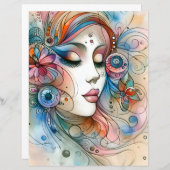 Dreamy Whimsical Woman Scrapbook Paper (正面/裏面)