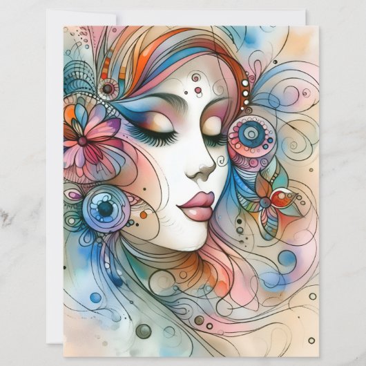 Dreamy Whimsical Woman Scrapbook Paper (正面)