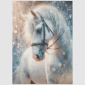 Dreamy White Horse Sparkly Art Decoupage 薄葉紙 (正面)