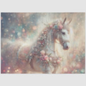 Dreamy White Horse With Floral Accents Decoupage 薄葉紙 (正面)