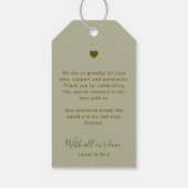 Dreamy White Roseハート写真結婚の感謝 ギフトタグ (裏面)