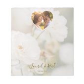 Dreamy White Rose And Heart Photo Template Wedding ノートパッド (正面)