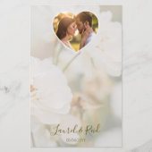 Dreamy White Rose And Heart Photo Template Wedding 便箋 (正面)