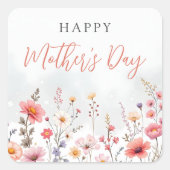 Dreamy Wildflower Happy Mothers Day Garden Floral スクエアシール (正面)