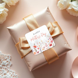 Dreamy Wildflower Happy Mothers Day Garden Floral スクエアシール