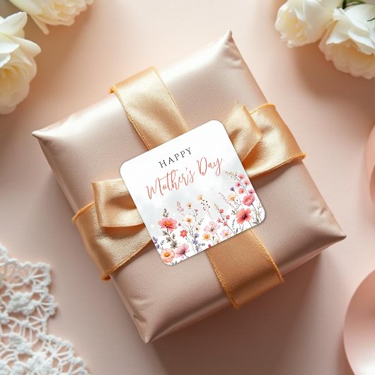 Dreamy Wildflower Happy Mothers Day Garden Floral スクエアシール