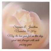 Dreamy Yellow Rose Flower Personalized Wedding タイル (正面)