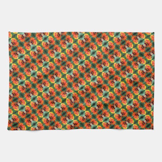 Dreamy Zinnia Flower Pattern    キッチンタオル (横)